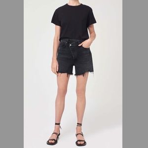 AGOLDE Crisscross Super High Waist Denim Shorts
